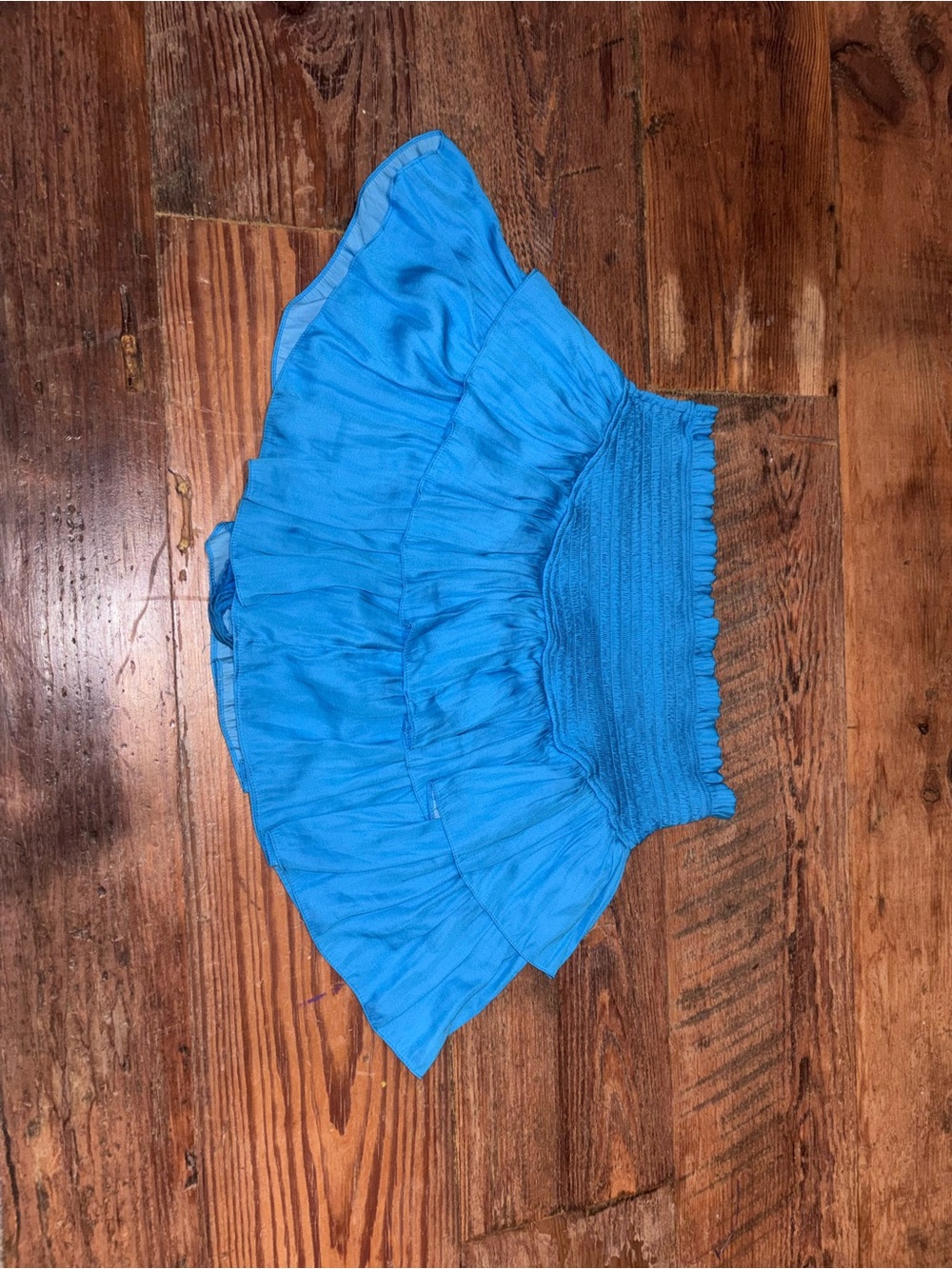 Mustard Seed Bright Blue Ruffle Smocked Crop Skirt